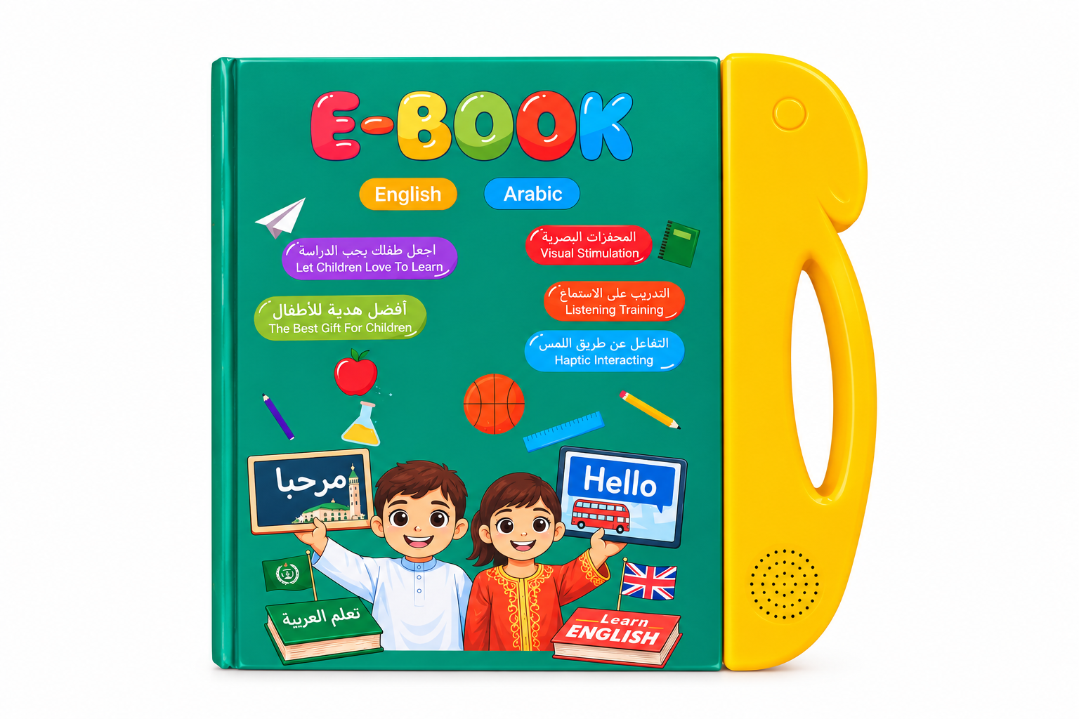 Livre électronique interactif parlant – Apprendre l’anglais et l’arabe pour enfants